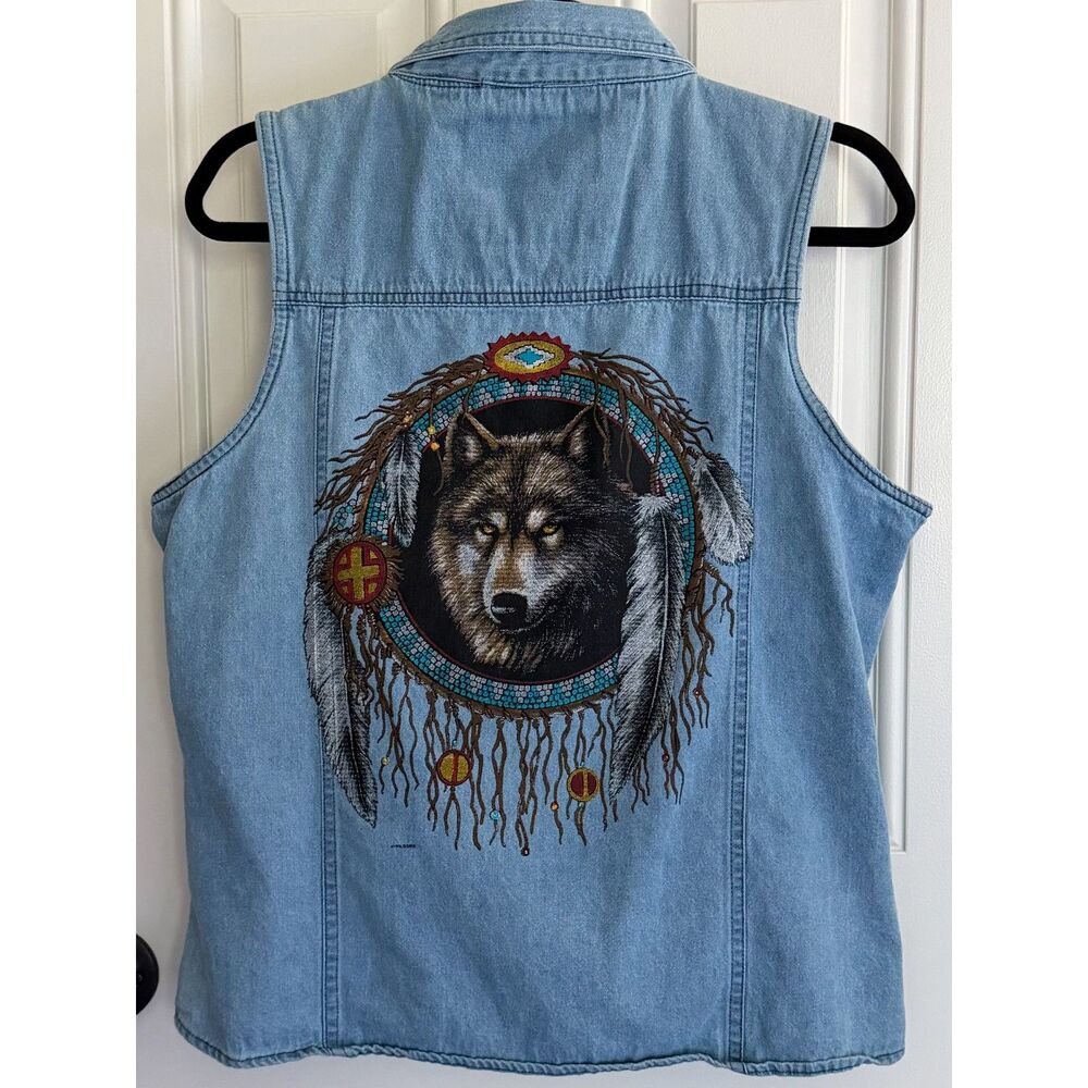 Vintage 2007 V-Twin Motorcycle Women's Denim Vest Size M Myrtle Beach Bike Rally